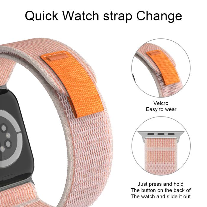 Bild 5, ColorPop Apple Watch 42/44/45/46/49 mm Armband Nylon Trail Loop Rosa - Teknikhallen.se