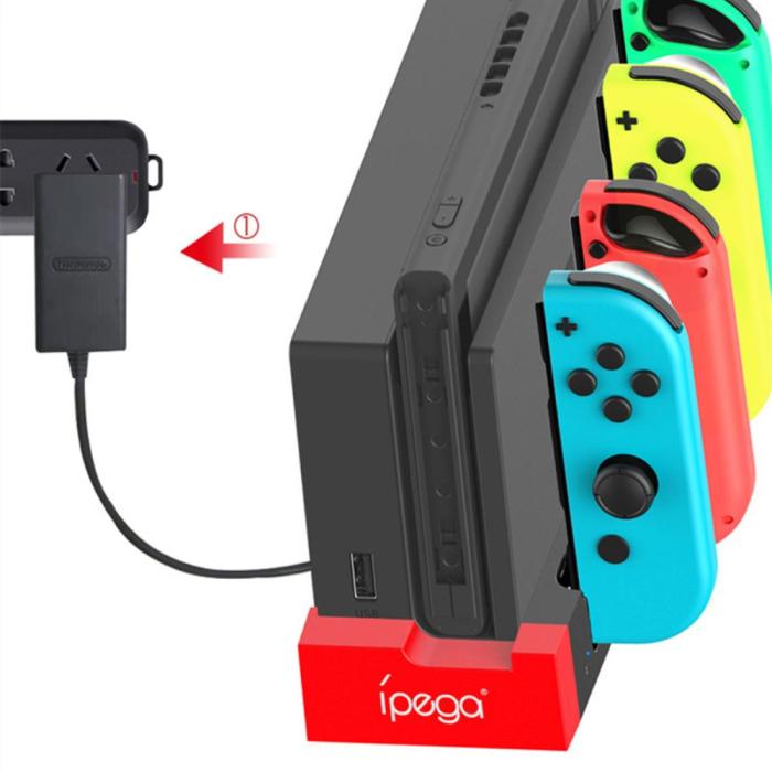 Bild 2, iPega iPega Nintendo Switch LED Laddstation För Ställ och 4x Joy-Con - Teknikhallen.se