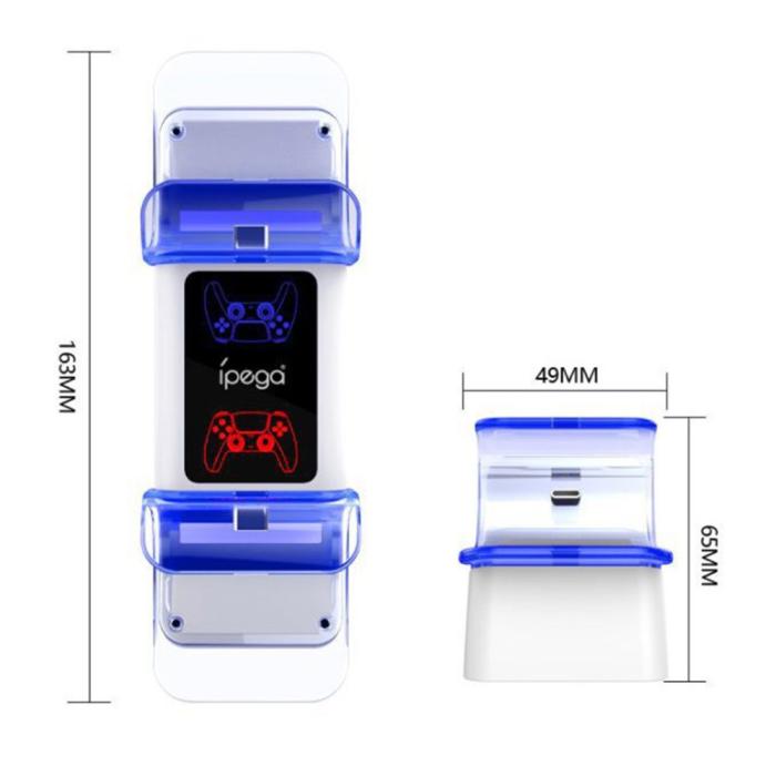 Bild 3, iPega iPega LED Laddstation För 2x PS5 DualSense Handkontroller Vit - Teknikhallen.se