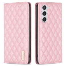 BINFEN BINFEN Galaxy S24 Fodral Diamond Flip L&auml;der Rosa - Teknikhallen.se