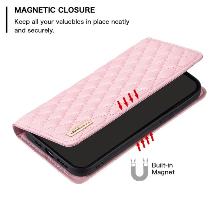 Bild 4, BINFEN BINFEN Galaxy S24 Fodral Diamond Flip Läder Rosa - Teknikhallen.se