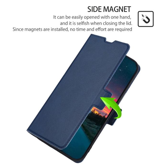Bild 5,  Motorola Edge 30 Neo 5G Fodral Slim Magnetisk Stängning Blå - Teknikhallen.se
