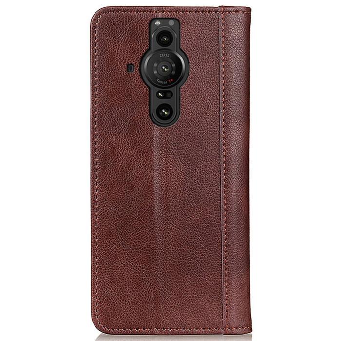 Bild 3,  Sony Xperia Pro-I Fodral Flip Retro Läder Brun - Teknikhallen.se