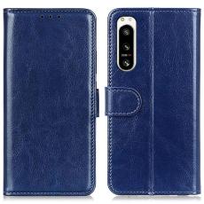  Sony Xperia 5 IV Fodral Crazy Horse L&auml;der Bl&aring; - Teknikhallen.se