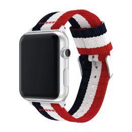  Nylon Armband Med Vertikal Design Apple Watch 41/40/38 mm - Blå/Vit/Röd - Teknikhallen.se