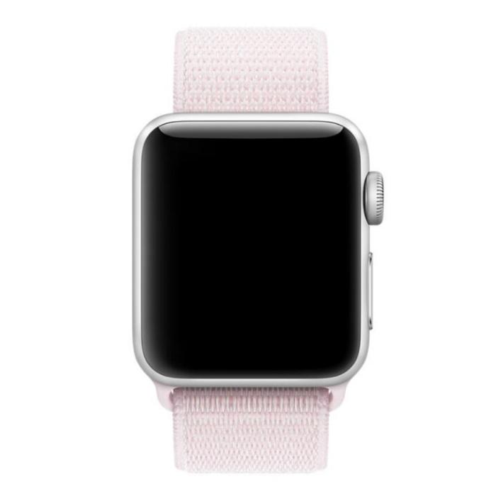 Bild 3,  Nylon Loop Armband Justerbart Apple Watch 42/44/45/46/49 mm Ljus Rosa - Teknikhallen.se