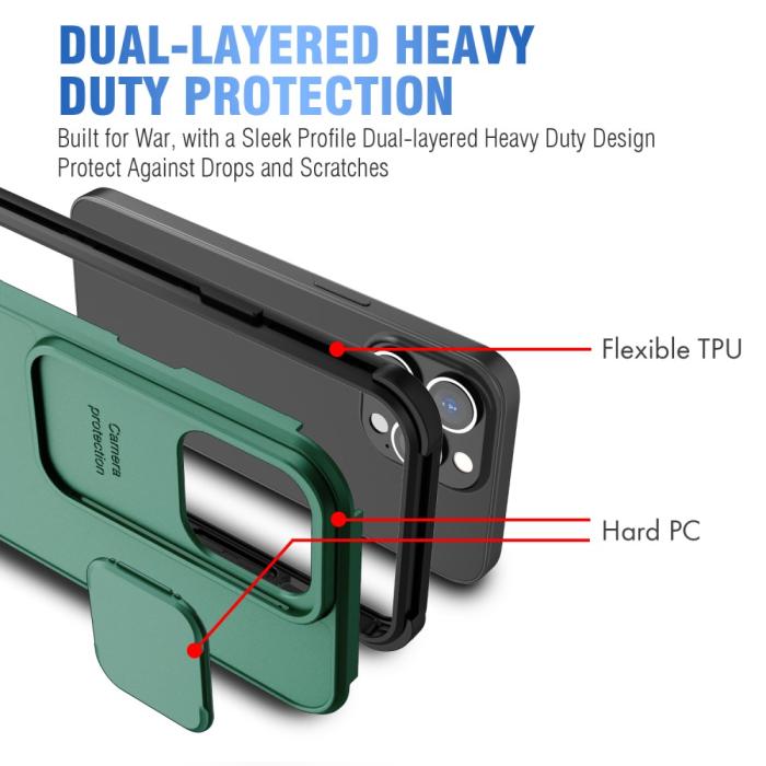 Bild 4,  iPhone 13 Pro - CamShield Hybrid Skal - Grön - Teknikhallen.se