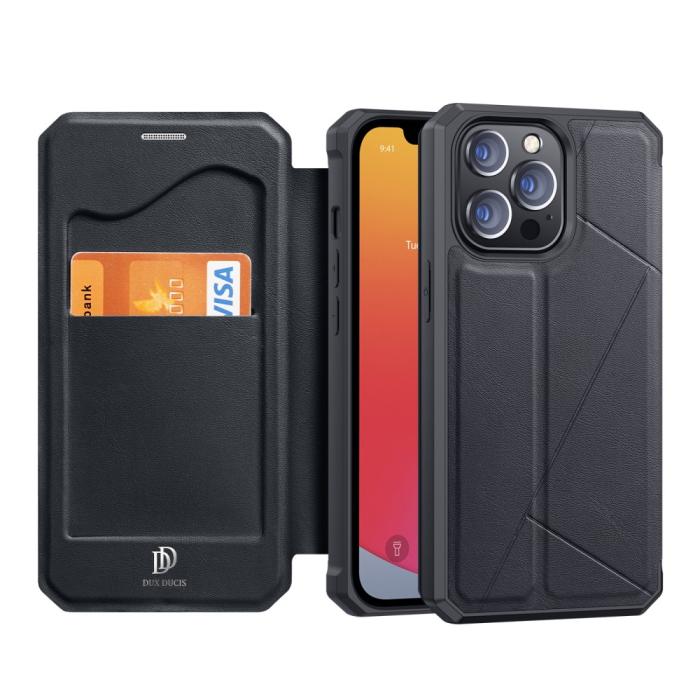 Bild 4, DUX DUCIS iPhone 13 Pro - DUX DUCIS Skin X Shockproof Läder Fodral - Svart - Teknikhallen.se