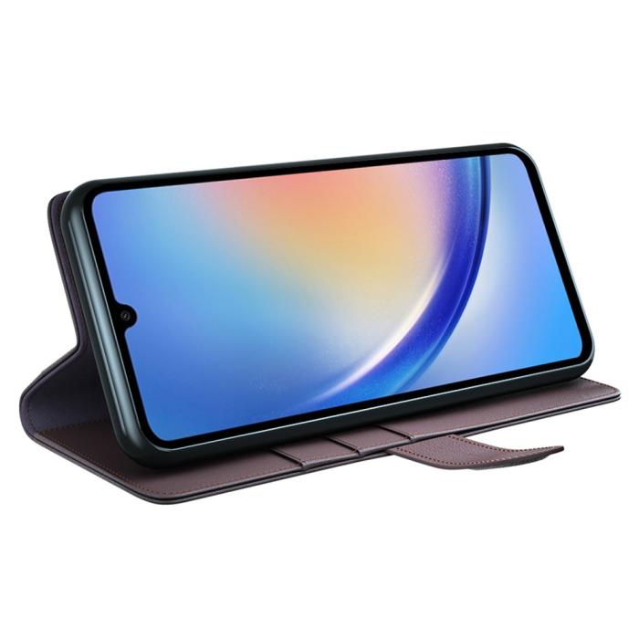 Bild 3,  Samsung Galaxy A35 5G Fodral Premium Äkta Läder Brun - Teknikhallen.se