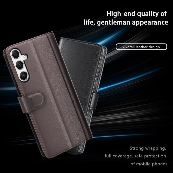 Bild 4,  Samsung Galaxy A35 5G Fodral Premium Äkta Läder Brun - Teknikhallen.se