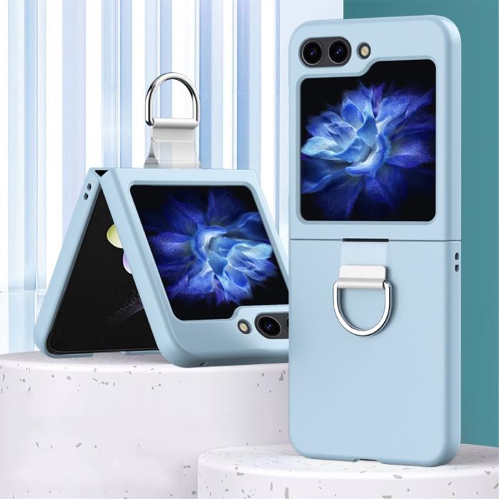 Bild 2,  Galaxy Z Flip 6 / 7 FE Skal Skin Touch Ringhållare Ljus Blå - Teknikhallen.se