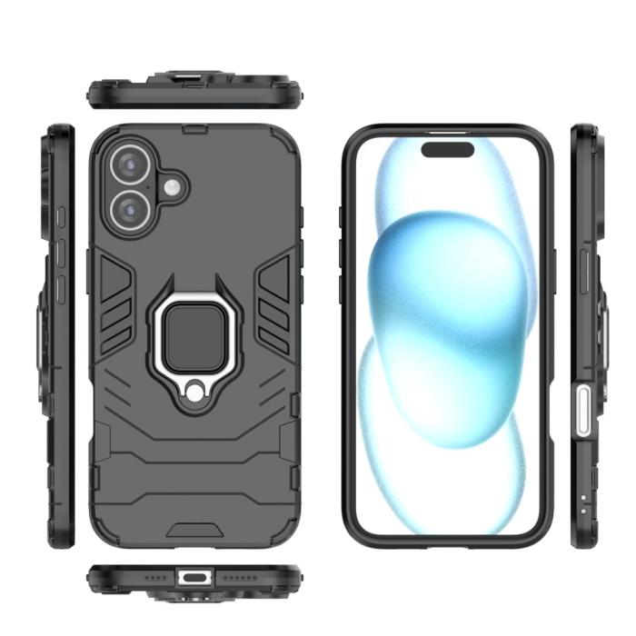 Bild 5,  iPhone 16 Plus Skal Hybrid Armor Ring Svart - Teknikhallen.se