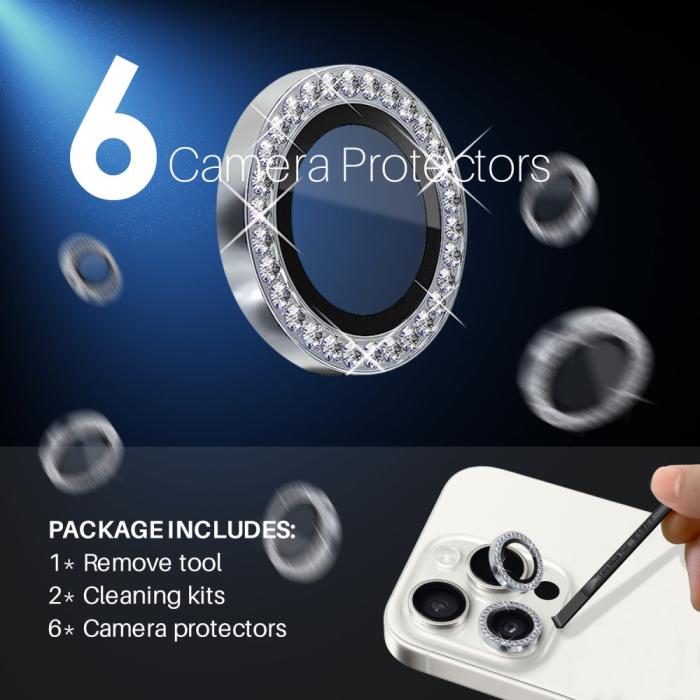 Bild 3, NORTHJO NORTHJO iPhone 15 Pro/Pro Max/14 Pro/Pro Max Linsskydd Strass 2-PACK - Teknikhallen.se