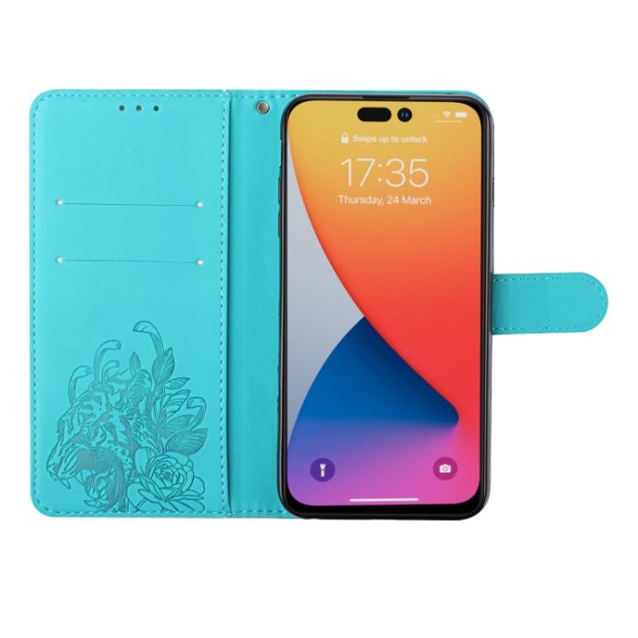 Bild 4,  iPhone 14 Pro Fodral Tiger Tryck Blå - Teknikhallen.se