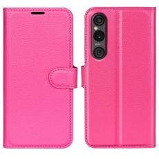  Sony Xperia 1 VI Fodral Litchi L&auml;der Rosa - Teknikhallen.se