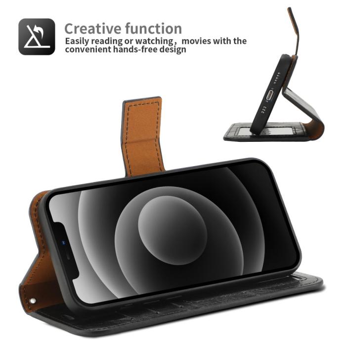 Bild 3,  iPhone 15 Plus 2in1 Magnet Fodral Crazy Horse Svart - Teknikhallen.se