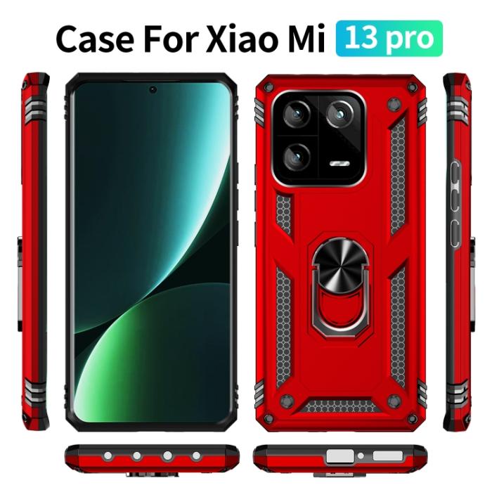Bild 2,  Xiaomi 13 Pro 5G Skal Ring Armor Röd - Teknikhallen.se