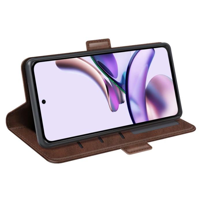 Bild 5,  Motorola Moto E13 Fodral Magnetisk Stängning Brun - Teknikhallen.se