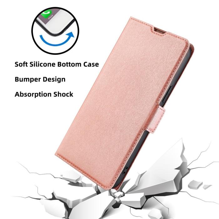 Bild 4,  Motorola Edge 30 Neo 5G Fodral Slim Magnetisk Stängning Roséguld - Teknikhallen.se