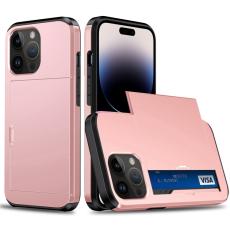  iPhone 15 Pro Skal Med Kortfack Ros&eacute;guld - Teknikhallen.se