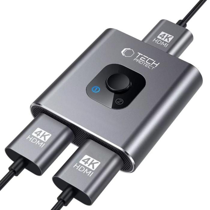 Bild 4, Tech-Protect Tech-Protect 2in1 4K 60Hz HDMI Adapter Grå - Teknikhallen.se