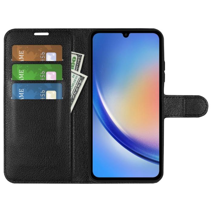 Bild 2,  Samsung Galaxy A35 5G Fodral Läder Litchi Svart - Teknikhallen.se
