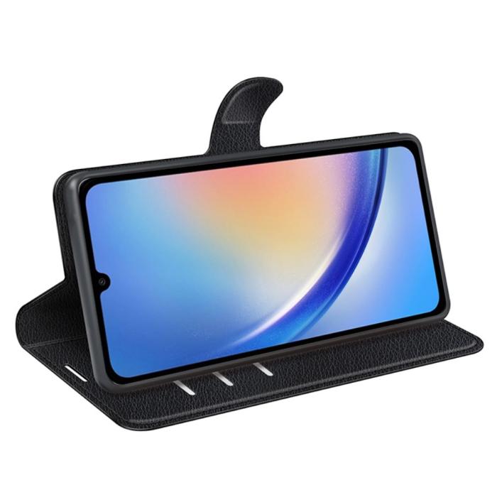 Bild 3,  Samsung Galaxy A35 5G Fodral Läder Litchi Svart - Teknikhallen.se