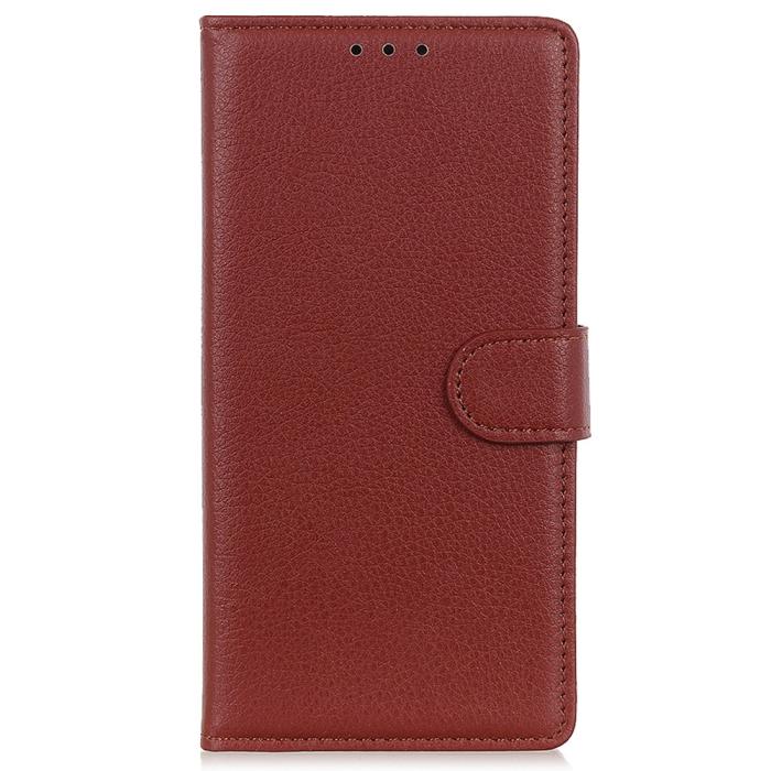 Bild 6,  iPhone 15 Fodral Litchi Läder Brun - Teknikhallen.se