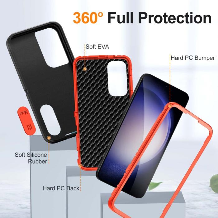 Bild 3,  Samsung Galaxy S25 Skal Extreme Hybrid Kickstand Svart/Orange - Teknikhallen.se