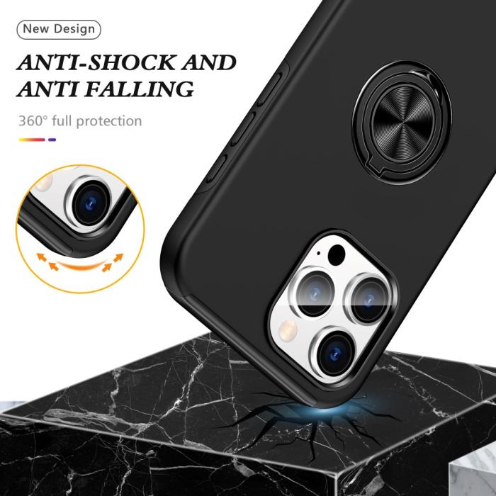 Bild 3,  iPhone 16 Pro Skal Med Ringhållare Kickstand Svart - Teknikhallen.se