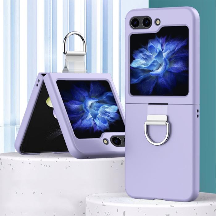Bild 2,  Galaxy Z Flip 6 / 7 FE Skal Skin Touch Ringhållare Lila - Teknikhallen.se