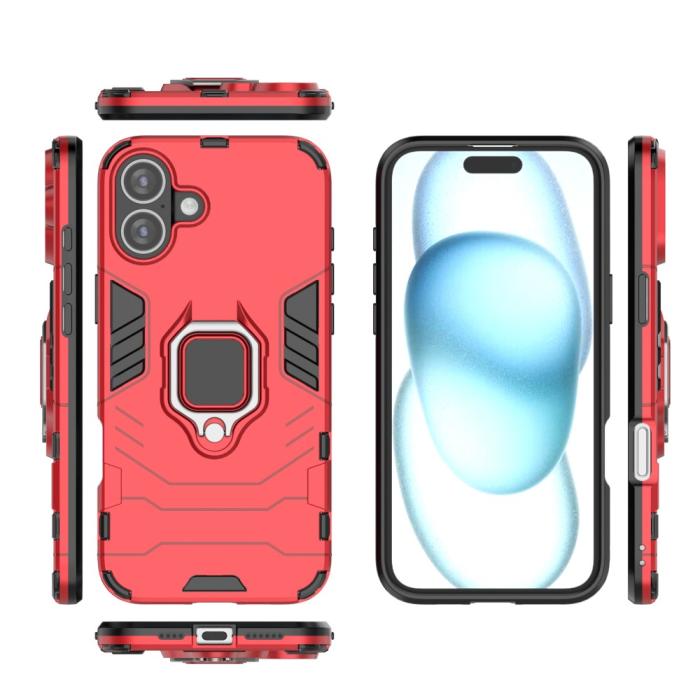 Bild 5,  iPhone 16 Plus Skal Hybrid Armor Ring Röd - Teknikhallen.se
