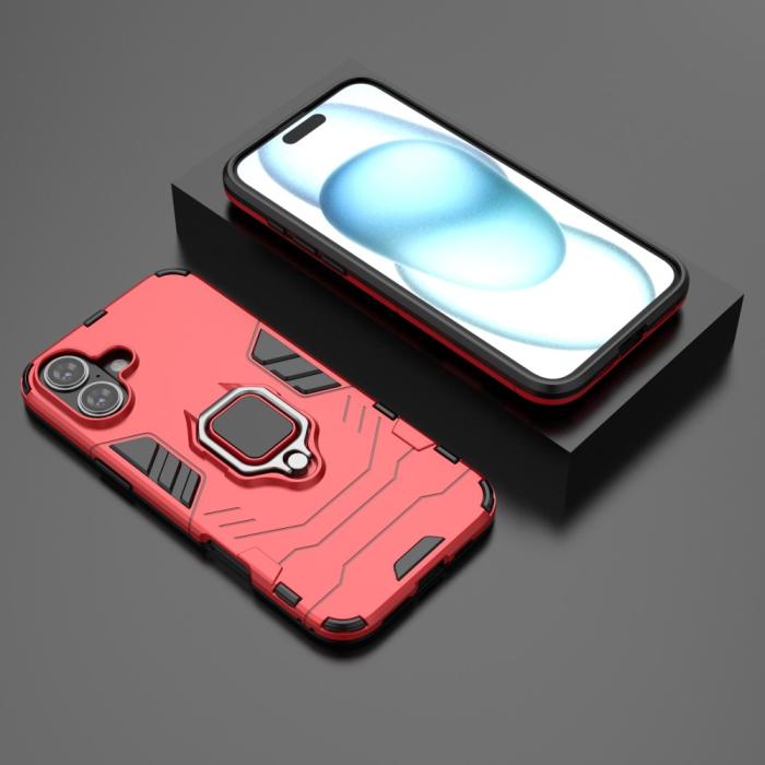 Bild 6,  iPhone 16 Plus Skal Hybrid Armor Ring Röd - Teknikhallen.se