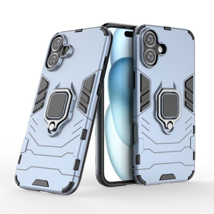 Bild 2,  iPhone 16 Plus Skal Hybrid Armor Ring Blå - Teknikhallen.se