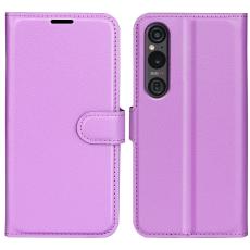  Sony Xperia 1 VI Fodral Litchi L&auml;der Lila - Teknikhallen.se