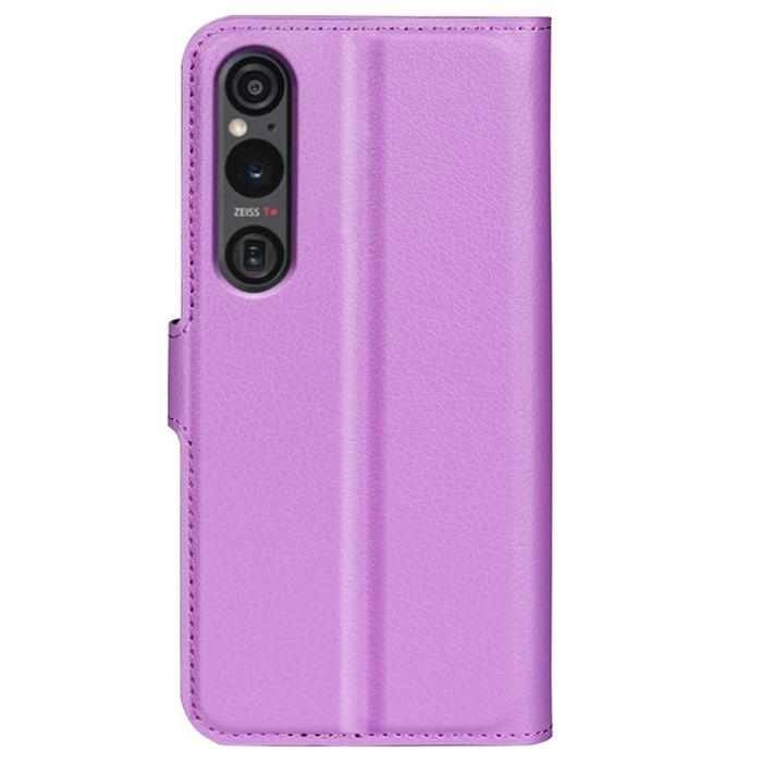 Bild 6,  Sony Xperia 1 VI Fodral Litchi Läder Lila - Teknikhallen.se