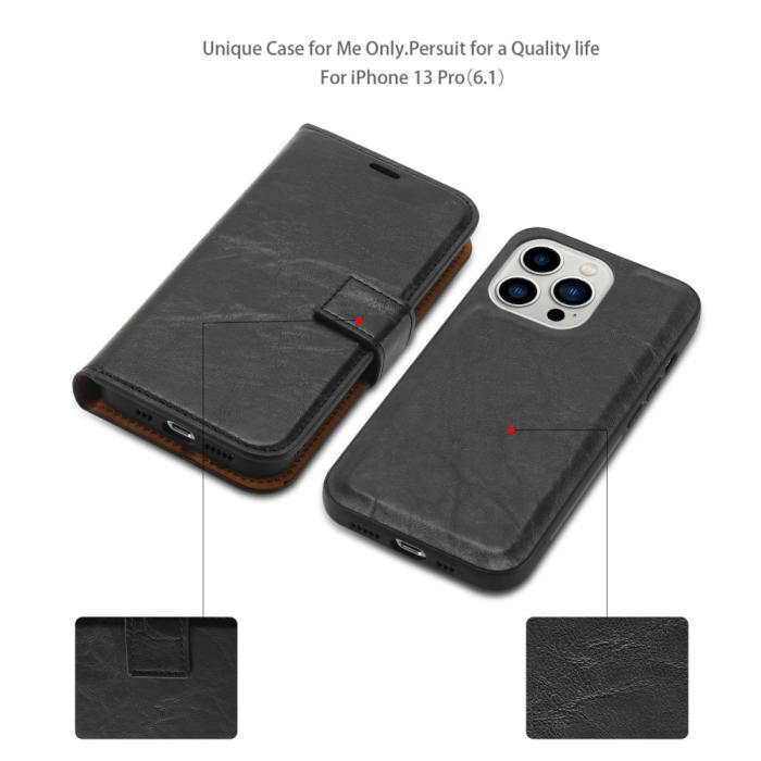 Bild 4,  iPhone 15 Plus 2in1 Magnet Fodral Crazy Horse Svart - Teknikhallen.se