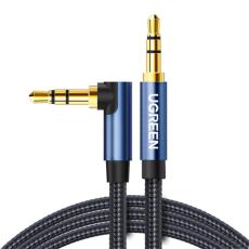 UGREEN UGREEN 1.5m 3.5mm AUX Ljudkabel Elbow Nylon Bl&aring;/Svart - Teknikhallen.se