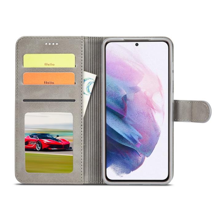 Bild 4, LC.IMEEKE LC.IMEEKE Samsung Galaxy S22 Plus Fodral Läder Grå - Teknikhallen.se