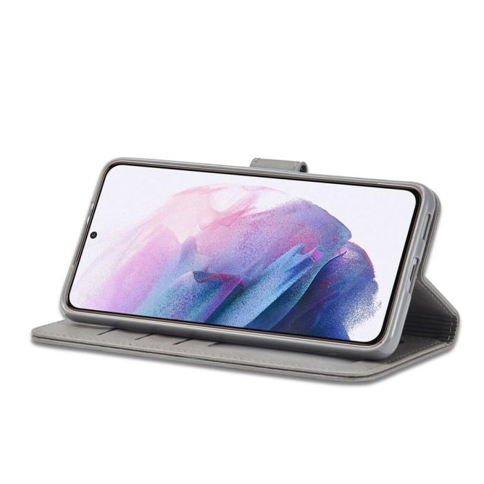Bild 5, LC.IMEEKE LC.IMEEKE Samsung Galaxy S22 Plus Fodral Läder Grå - Teknikhallen.se