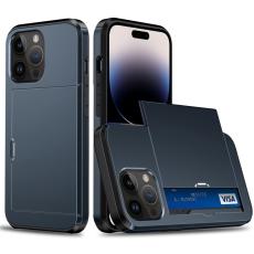 iPhone 15 Pro Skal Med Kortfack M&ouml;rk Bl&aring; - Teknikhallen.se