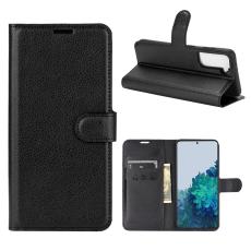  Samsung Galaxy S21 - Litchi Pl&aring;nboksfodral - Svart - Teknikhallen.se