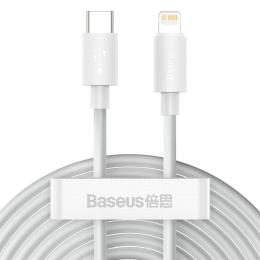 BASEUS 2-PACK BASEUS Wisdom 1.5m 20W Type-C - Lightning Kabel - Vit - Teknikhallen.se