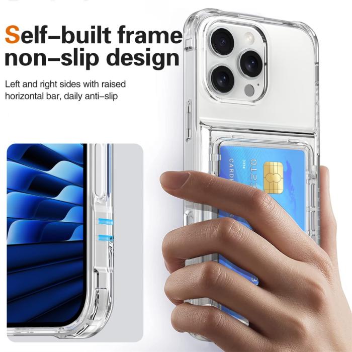 Bild 5,  iPhone 16 Pro Max Skal Kickstand Med Kortfack Transparent - Teknikhallen.se