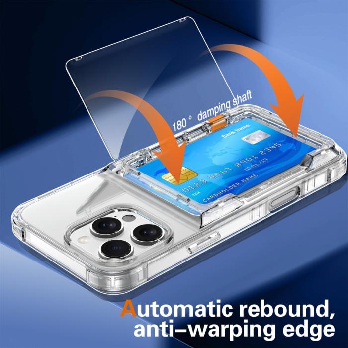 Bild 6,  iPhone 16 Pro Max Skal Kickstand Med Kortfack Transparent - Teknikhallen.se