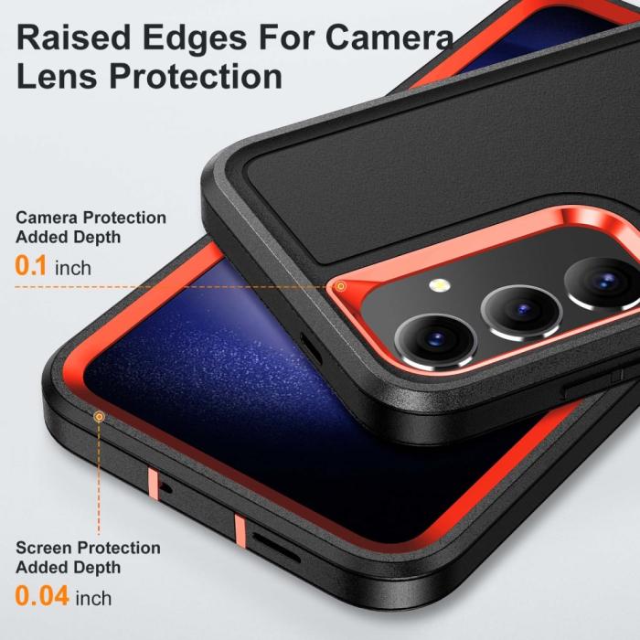 Bild 4,  Samsung Galaxy S25 Skal Extreme Hybrid Kickstand Svart/Orange - Teknikhallen.se