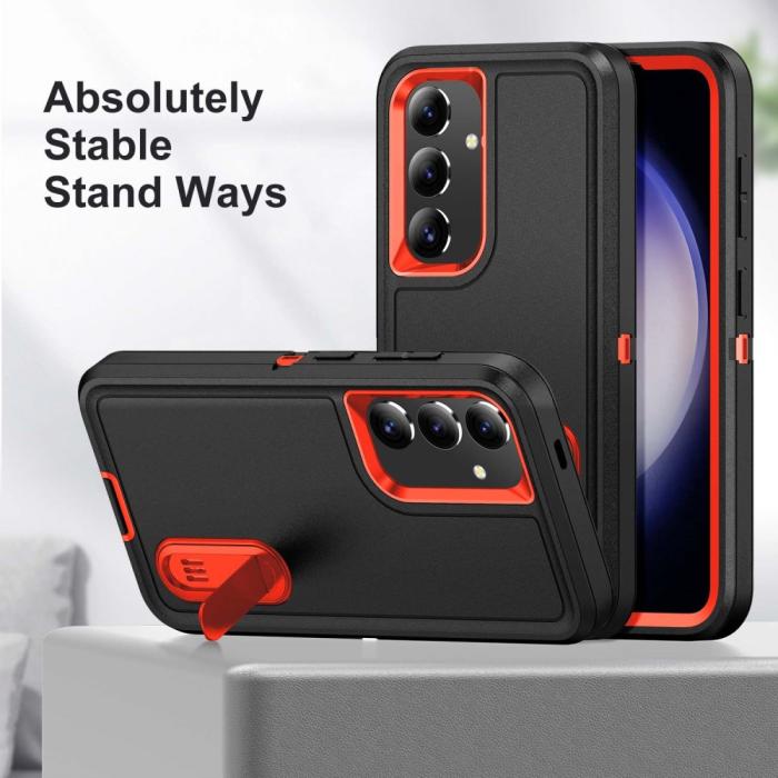 Bild 5,  Samsung Galaxy S25 Skal Extreme Hybrid Kickstand Svart/Orange - Teknikhallen.se