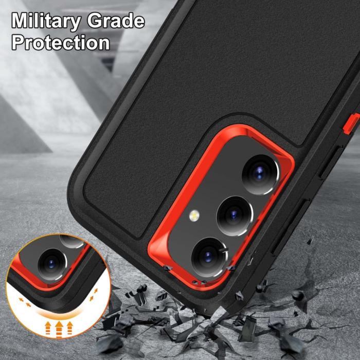 Bild 6,  Samsung Galaxy S25 Skal Extreme Hybrid Kickstand Svart/Orange - Teknikhallen.se