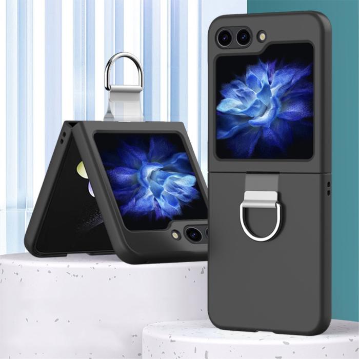Bild 2,  Galaxy Z Flip 6 / 7 FE Skal Skin Touch Ringhållare Svart - Teknikhallen.se