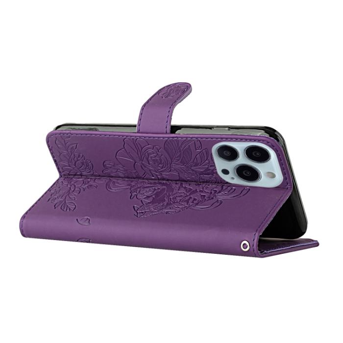 Bild 5,  iPhone 14 Pro Fodral Tiger Tryck Lila - Teknikhallen.se
